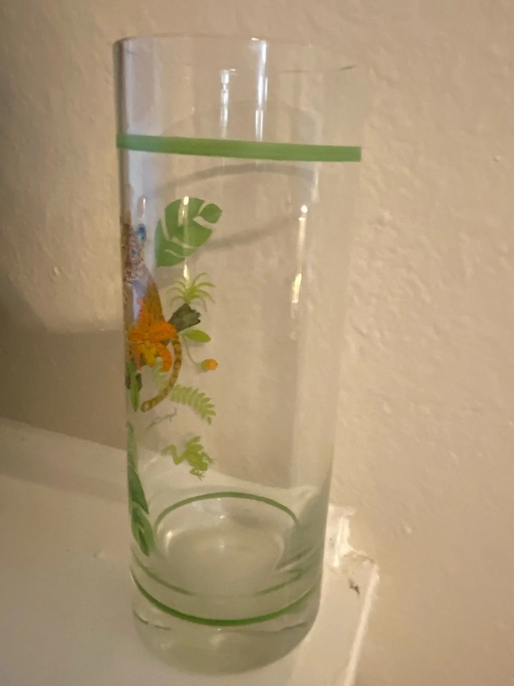 Lynn Chase. Decorative Jaguar Jungle Drinking Tumbler Glass. NWOT.